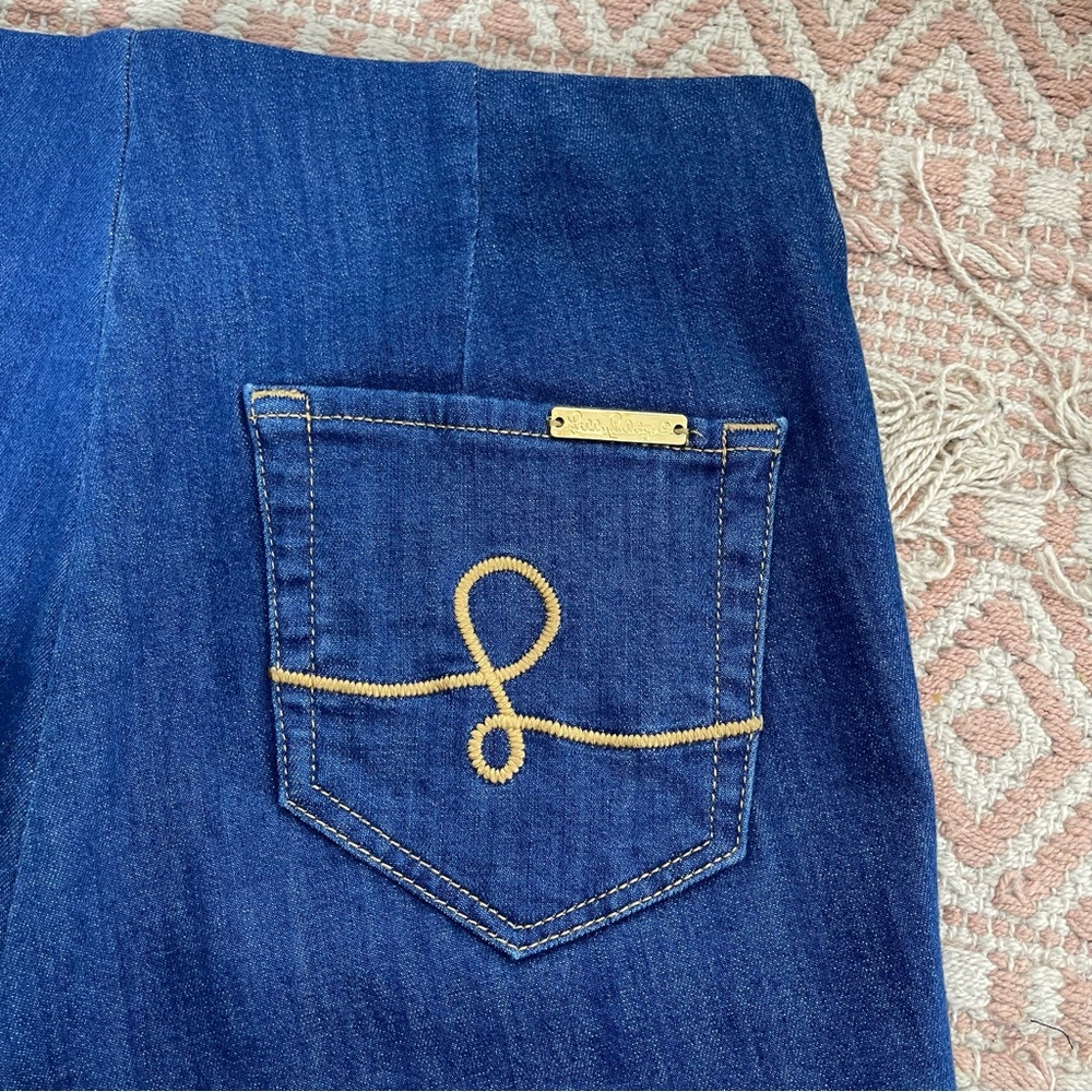 Lilly Pulitzer Ocean Cay High Rise Crop Flare Jeans Size 4 Retro 70’s - Picture 13 of 16